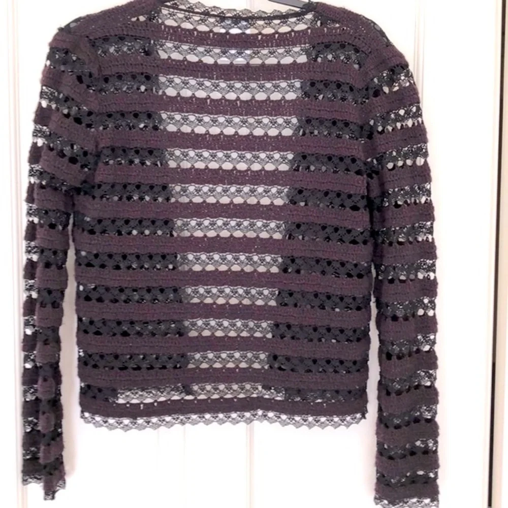 CHANEL cashmere black purple sweater 42